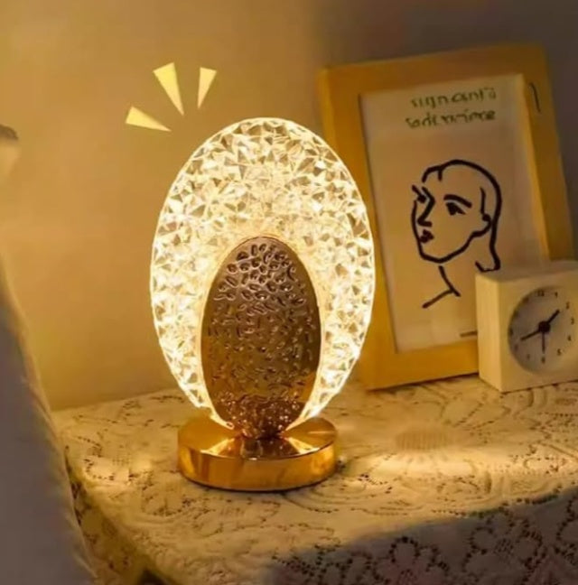 Luxury Gold Crystal LED Table Lamp | Warm Ambient Glow