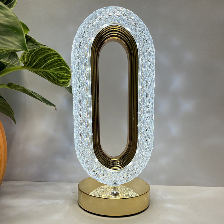 Luxury Oval Crystal LED Table Lamp | Rechargeable & Cordless