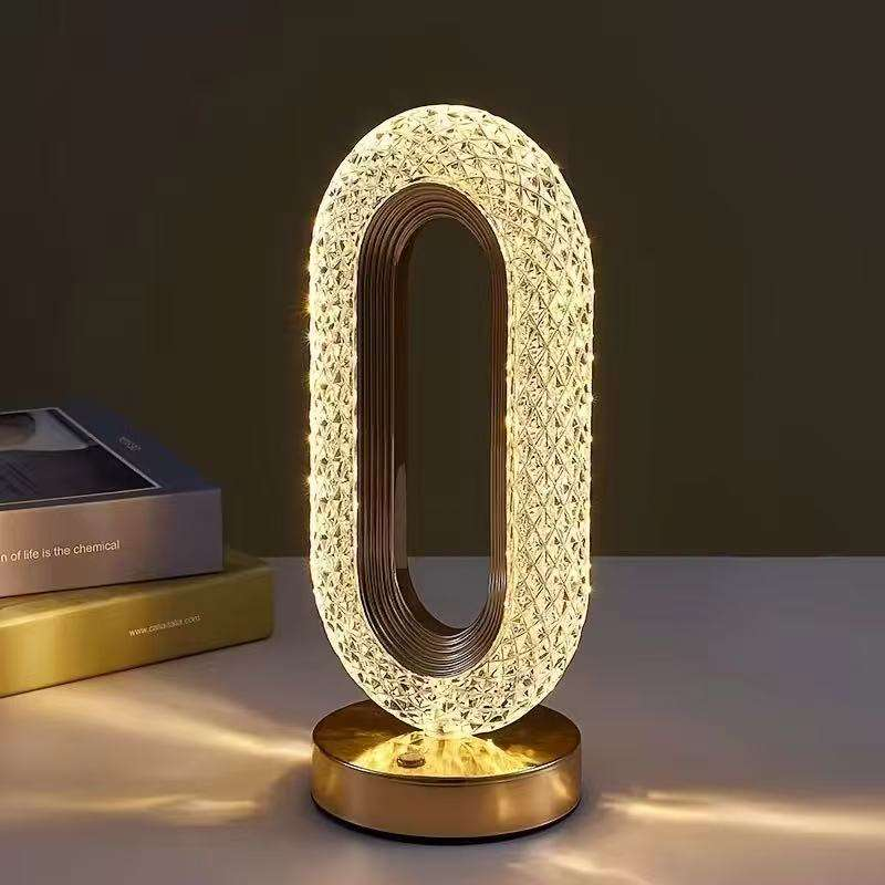 Luxury Oval Crystal LED Table Lamp | Rechargeable & Cordless