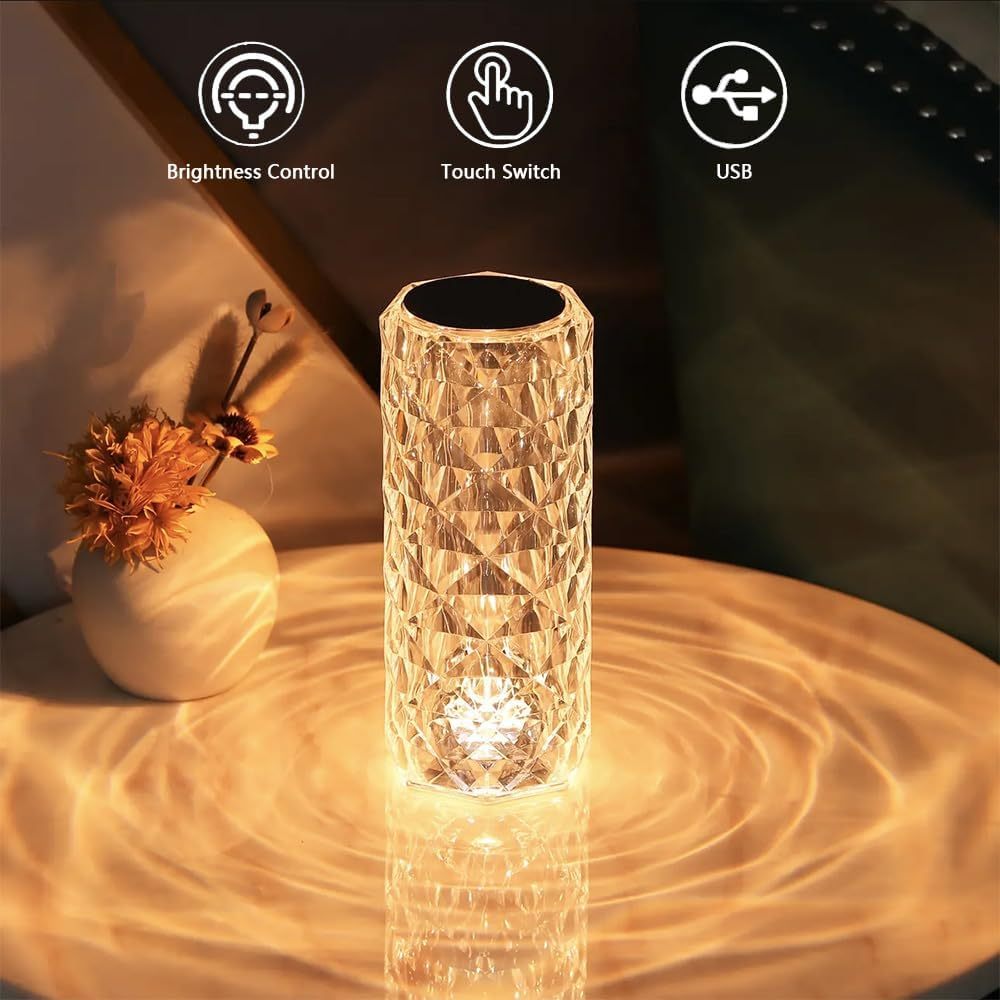 Radiant 3D Diamond Crystal LED Lamp | 15 Color Modes & Remote