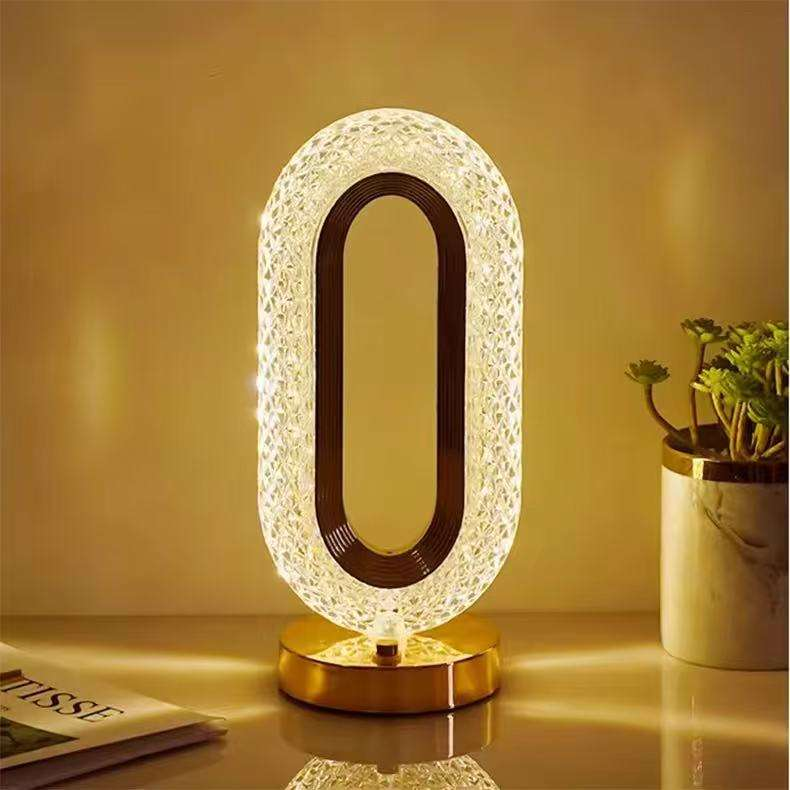 Luxury Oval Crystal LED Table Lamp | Rechargeable & Cordless