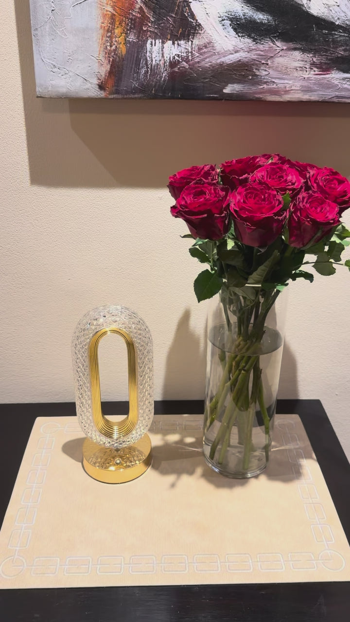 Luxury Oval Crystal LED Table Lamp | Rechargeable & Cordless