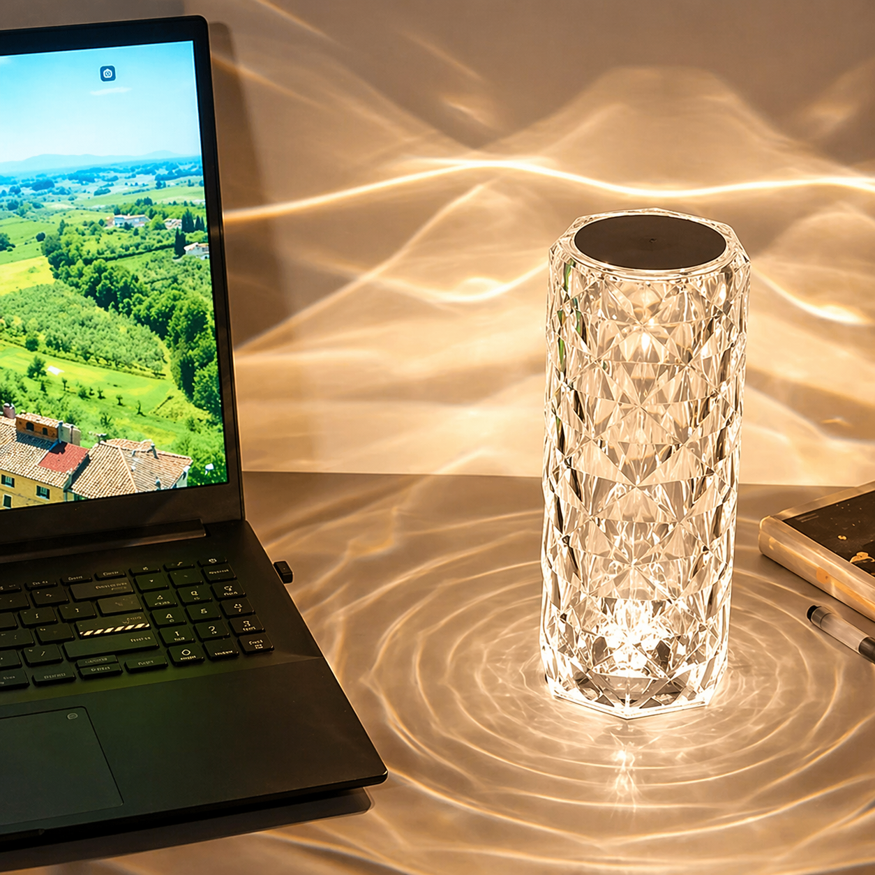 Radiant 3D Diamond Crystal LED Lamp | 15 Color Modes & Remote