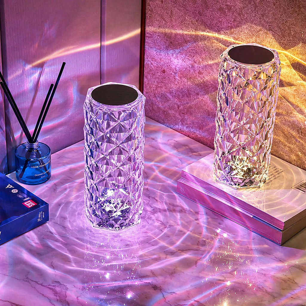 Radiant 3D Diamond Crystal LED Lamp | 15 Color Modes & Remote